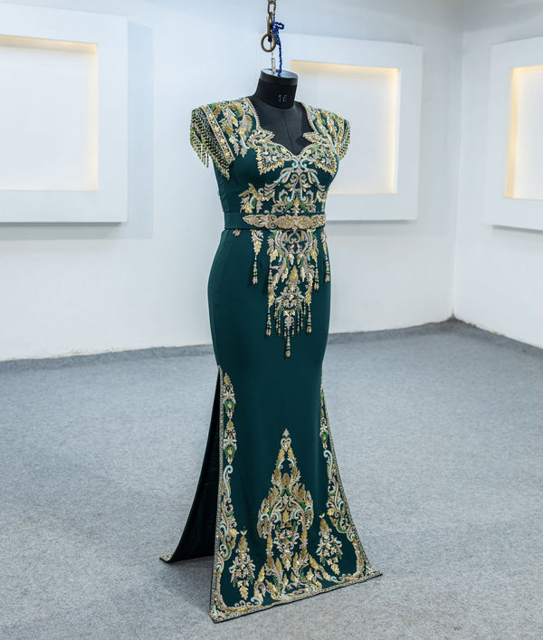 vert bouteille caftan droite (MRV_3587)