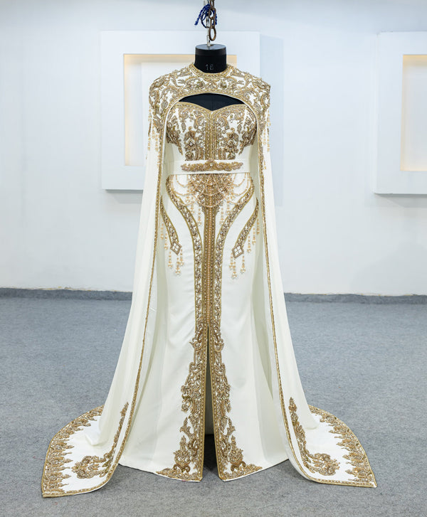 blanc robe sirene plus cape (3216)