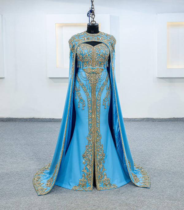 bleu roi robe invitee plus cape (2477)