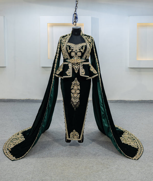 vert bouteille karakou avec manches longue