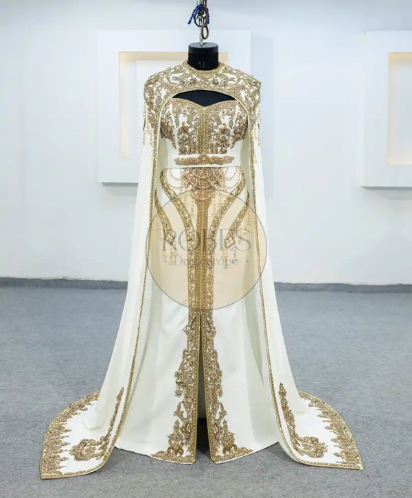 blanc robe sirene plus cape (3216)