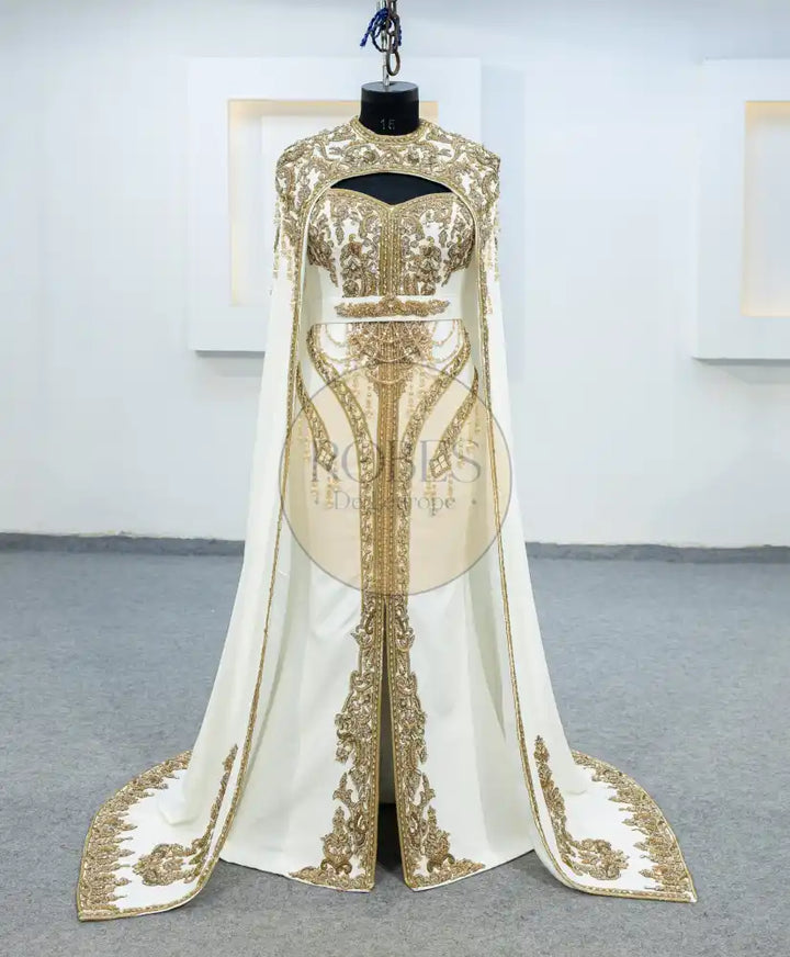 blanc robe sirene plus cape (3216)