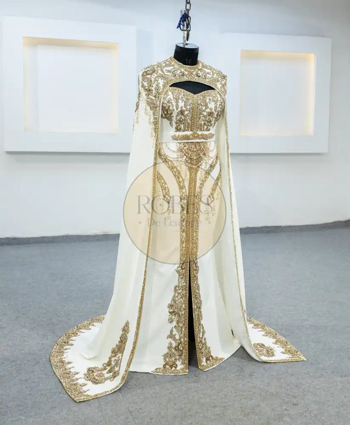 blanc robe sirene plus cape (3216)