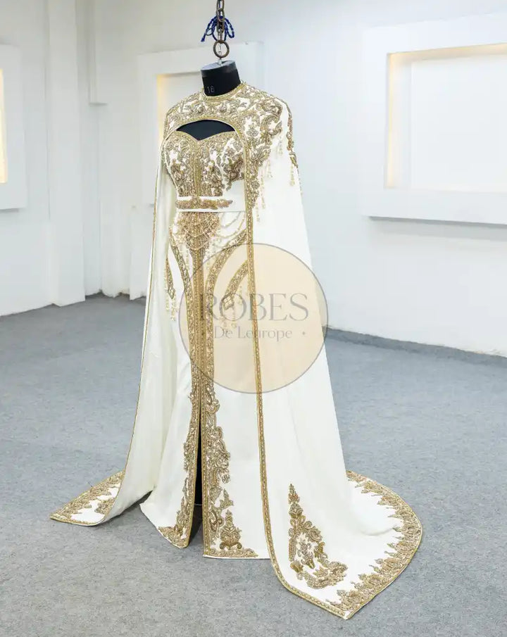 blanc robe sirene plus cape (3216)