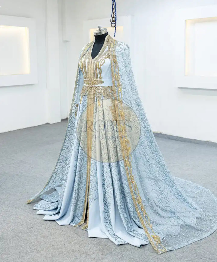 bleu ciel blousa plus cape (2509)