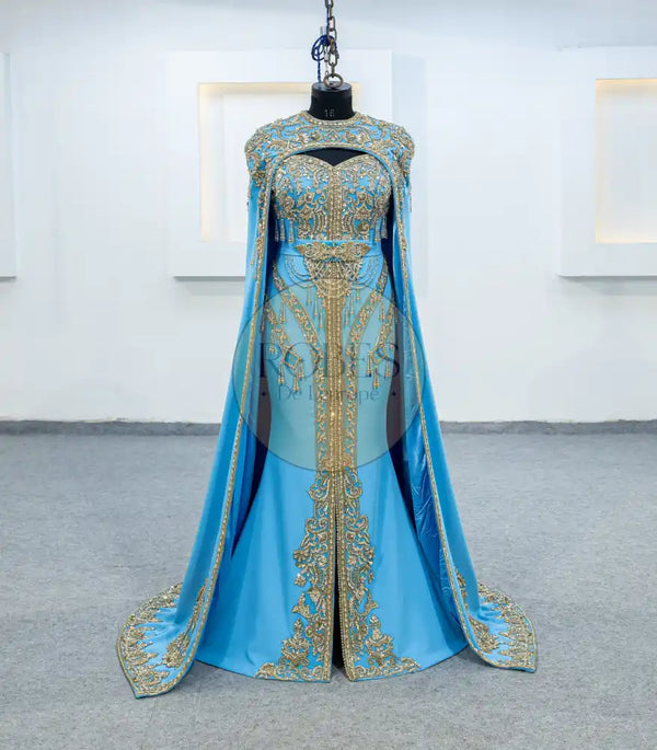 bleu roi robe invitee plus cape (2477)