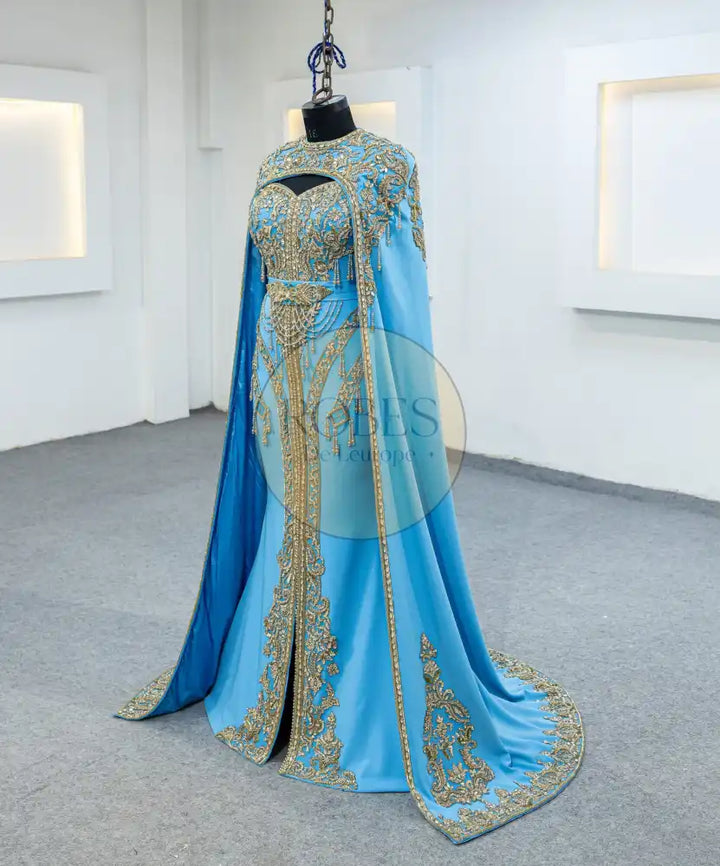 bleu roi robe invitee plus cape (2477)
