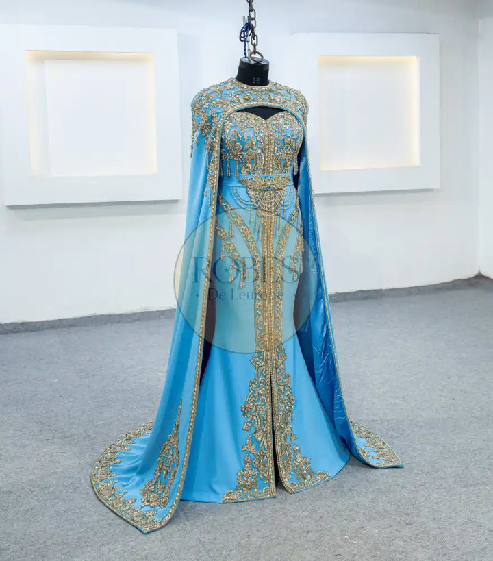 bleu roi robe invitee plus cape (2477)