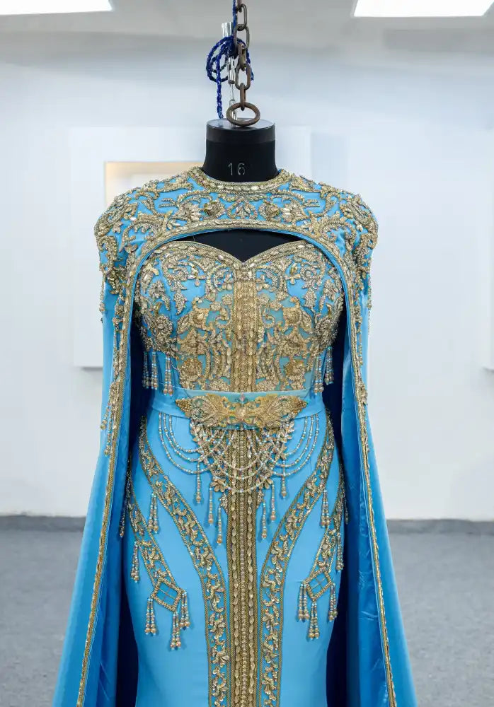 bleu roi robe invitee plus cape (2477)