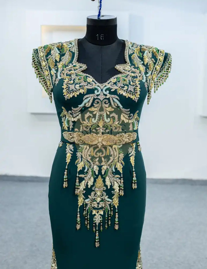 vert bouteille caftan droite (MRV_3587)