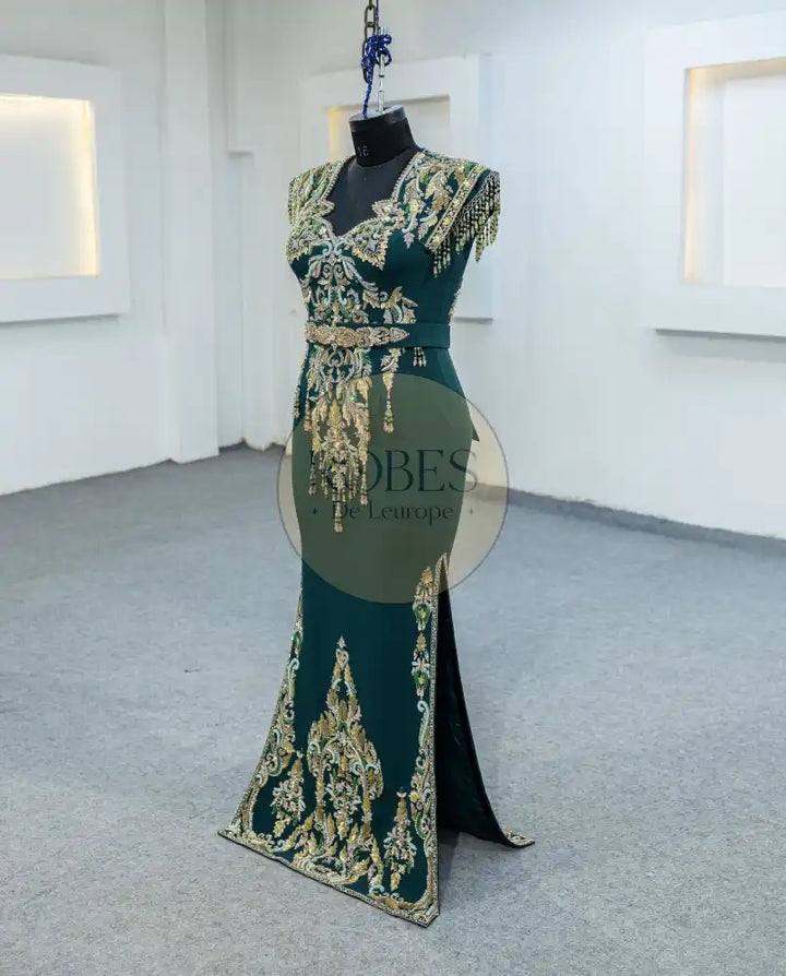 vert bouteille caftan droite (MRV_3587)