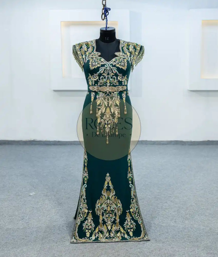 vert bouteille caftan droite (MRV_3587)