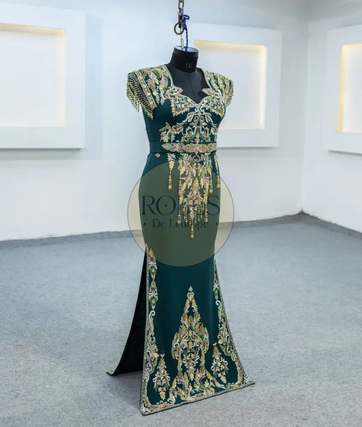 vert bouteille caftan droite (MRV_3587)