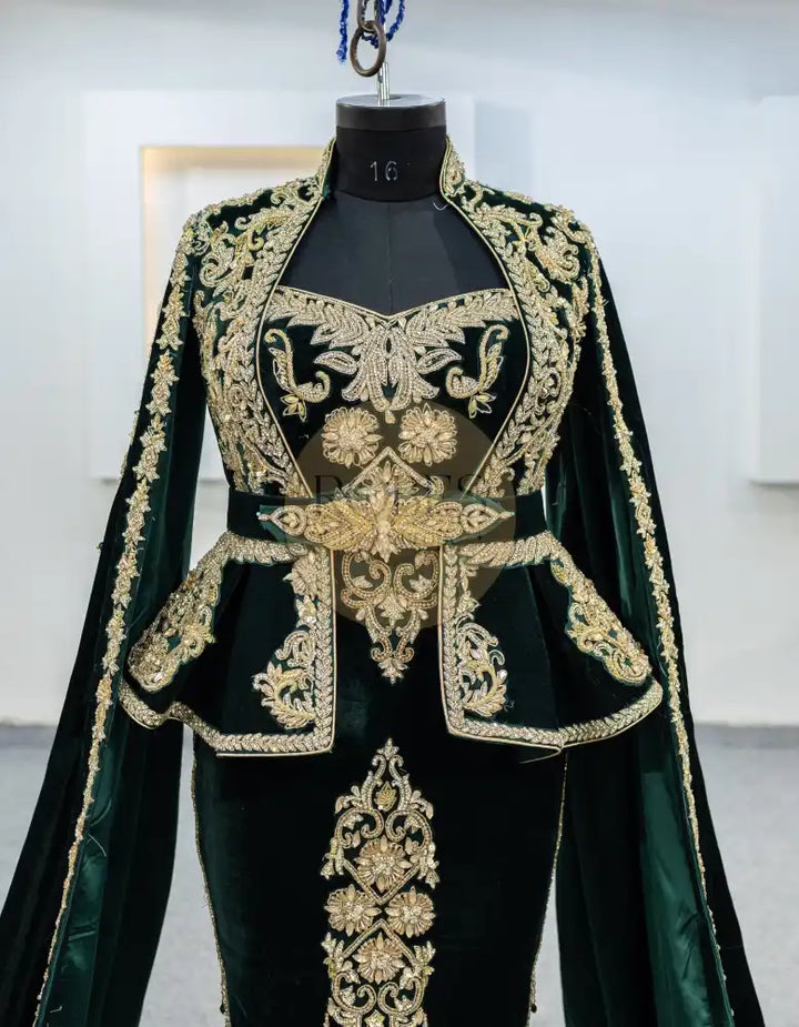 vert bouteille karakou avec manches longue