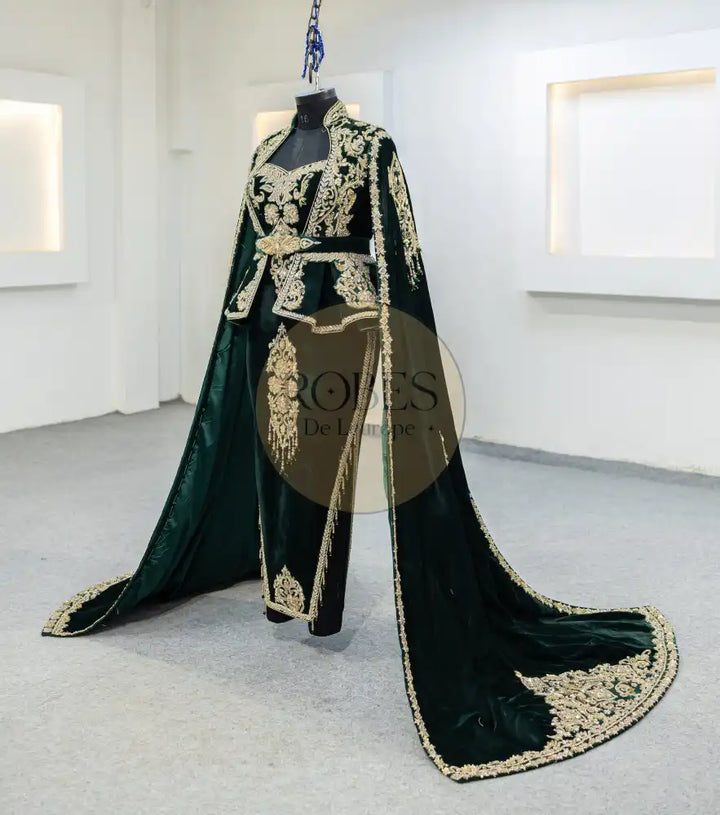 vert bouteille karakou avec manches longue