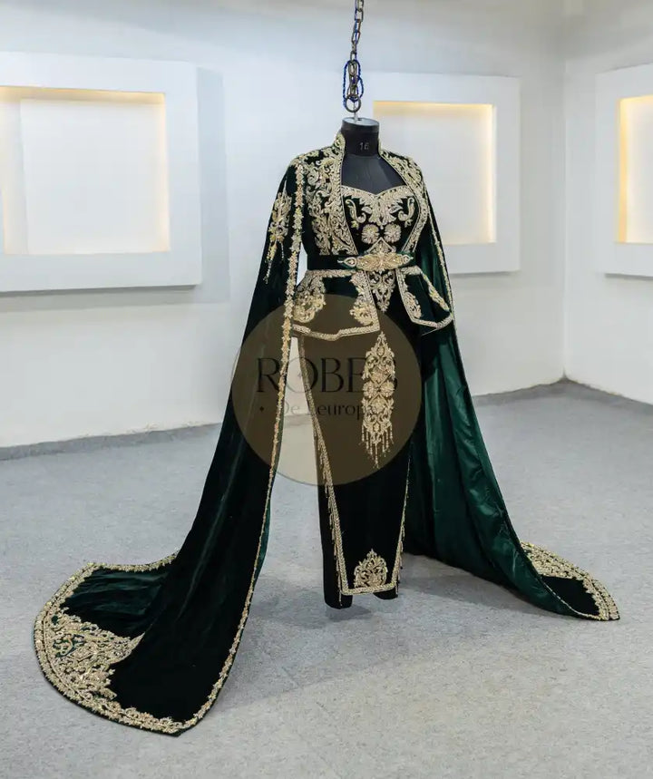 vert bouteille karakou avec manches longue
