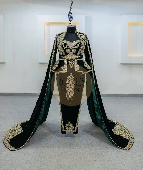 vert bouteille karakou avec manches longue