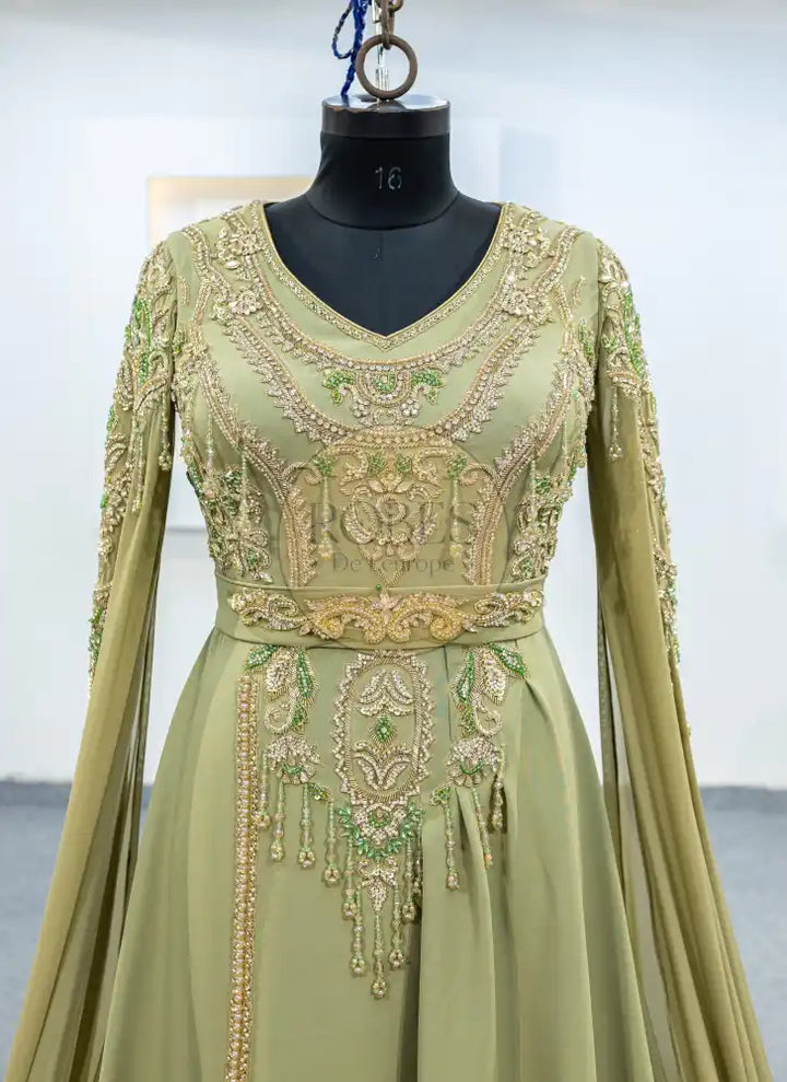 vert olive robe invitee (2411)