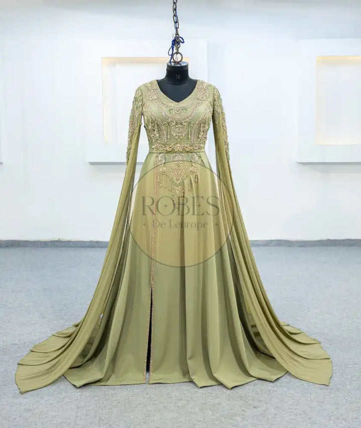 vert olive robe invitee (2411)