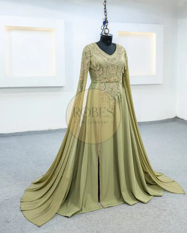 vert olive robe invitee (2411)